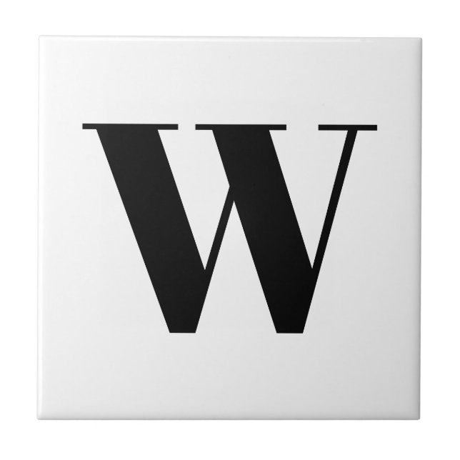 Carreau Lettre initiale monogramme noir blanc personnalisé (Devant)