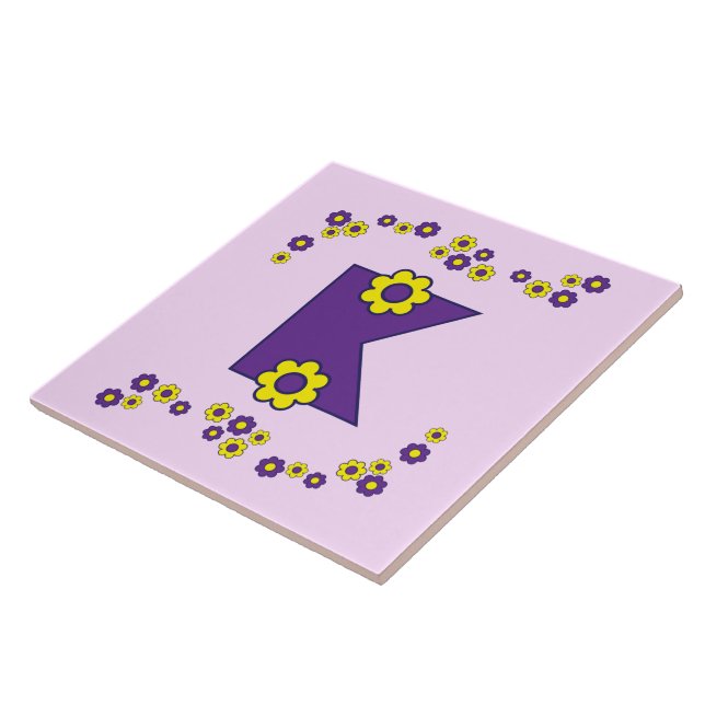 Carreau Lettre K dans le monogramme de pourpre de Flores (Côté)