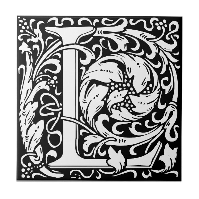 Carreau Lettre L Art nouveau Carrelage noir et blanc (Devant)