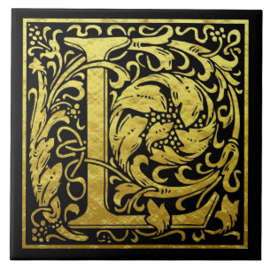 Carreau Lettre L Première Lettre Faux Gold