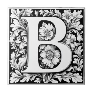 Carreau Lettre médiévale illuminée B