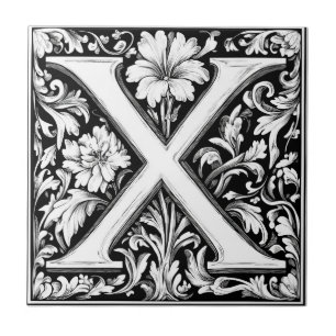 Carreau Lettre médiévale illuminée X