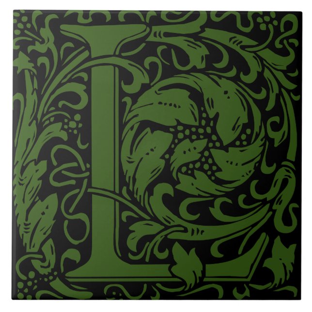 Carreau Lettre monogramme de William Morris Green L (Devant)