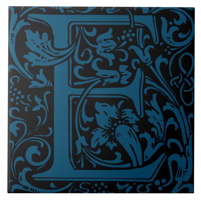 Carreau Lettre Monogramme E de William Morris Arts & Craft (Devant)