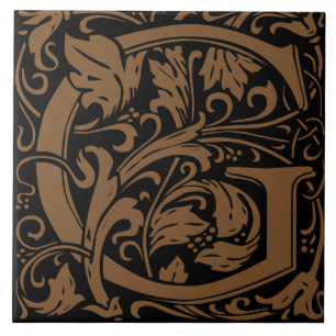 Carreau Lettre monogramme G Art nouveau de William Morris