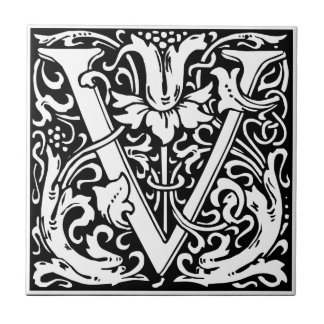 Carreau Lettre monogramme V William Morris