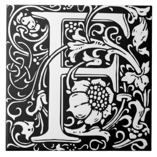 Carreau Lettre monogrammée Art nouveau F par William Morri