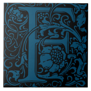 Carreau Lettre monogrammée Art nouveau F par William Morri