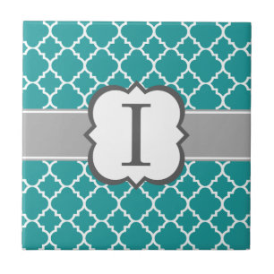 Carreau LETTRE MONOGRAPHIQUE BLEUE Turquoise I QUATREFIL
