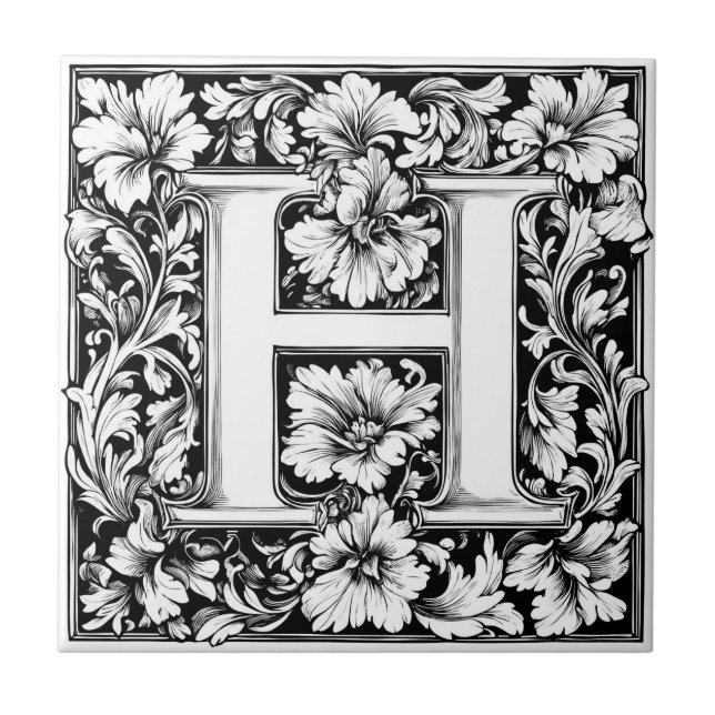 CARREAU LETTRE MOYENNE ÉCLAIRÉE H (Devant)