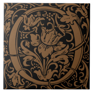 Carreau Lettre O monogrammée Art nouveau de William Morris