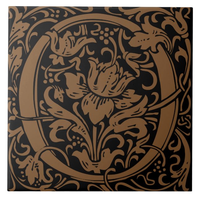 Carreau Lettre O monogrammée Art nouveau de William Morris (Devant)
