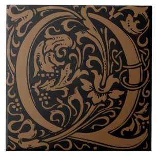 Carreau Lettre Q de l'alphabet Art nouveau de William Morr