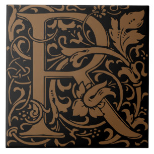 Carreau Lettre R de l'alphabet Art nouveau de William Morr