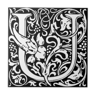 Carreau Lettre U Art nouveau Carrelage noir et blanc
