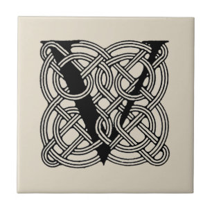 Carreau Lettre V Monogramme Impression de nœud celtique vi