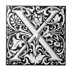 Carreau Lettre X Monogramme Art Nouveau Médiéval