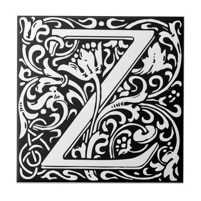 Carreau Lettre Z Monogramme médiéval Art Nouveau (Devant)