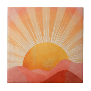 Carreau Lever de soleil bohème rose et orange