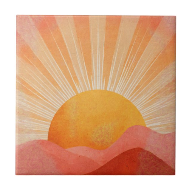 Carreau Lever de soleil bohème rose et orange (Devant)