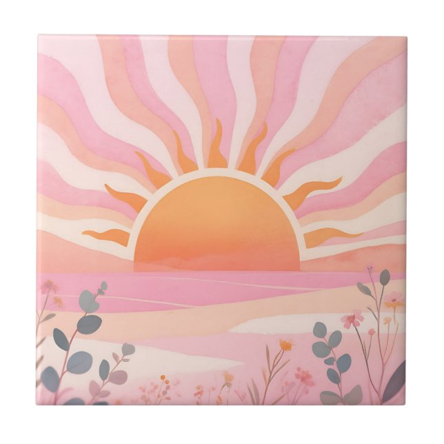 Carreau Lever de soleil pastel boho prairie (Devant)