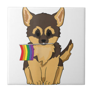 Carreau LGBT Pride Berger Allemand Chien drapeau arc-en-ci
