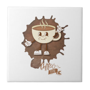 Carreau **L'heure du café – Tasse souriante mignonne avec 