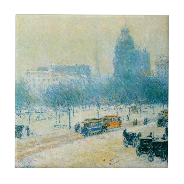 Carreau L'Hiver à Union Square par Frederick Childe Hassam (Devant)
