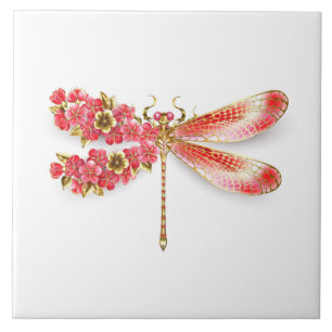Carreau libellule de fleurs avec sakura de bijoux