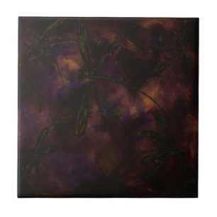 Carreau Libellule de nuit sombre feu