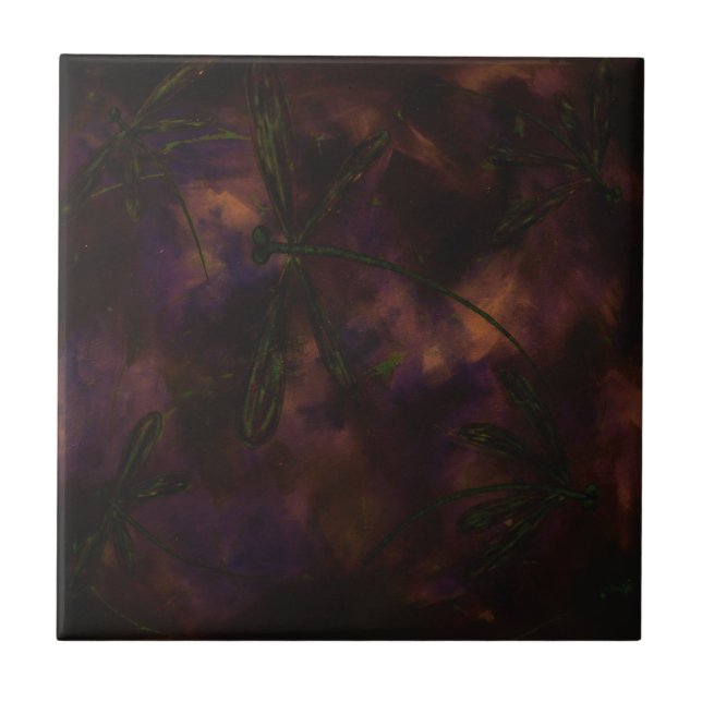 Carreau Libellule de nuit sombre feu (Devant)