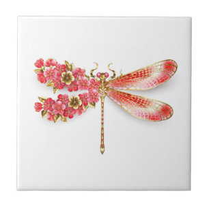 Carreau Libellule fleur avec sakura bijou