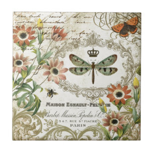 Carreau Libellule française vintage moderne