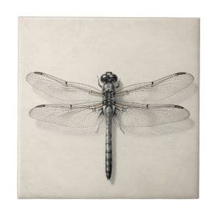 Carreau Libellule métallique détaillée entomologique vinta