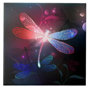 Carreau libellule rouge brillante