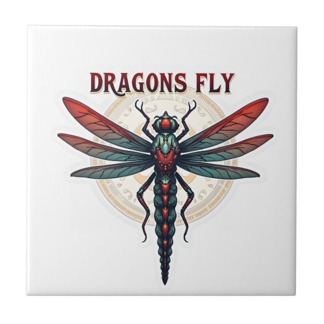 Carreau Libellule Steampunk Usinée Cool - Dragons Volent - (Devant)
