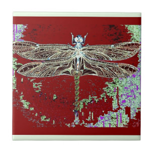 Carreau Libellule verte d'aile de dentelle par Sharles