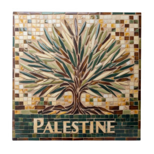 Carreau LIBRE PALESTINE olives branches mosaïque céramique