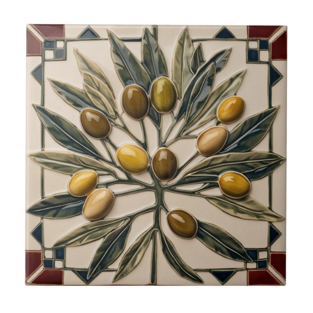 Carreau LIBRE PALESTINE olives branches mosaïque céramique (Devant)