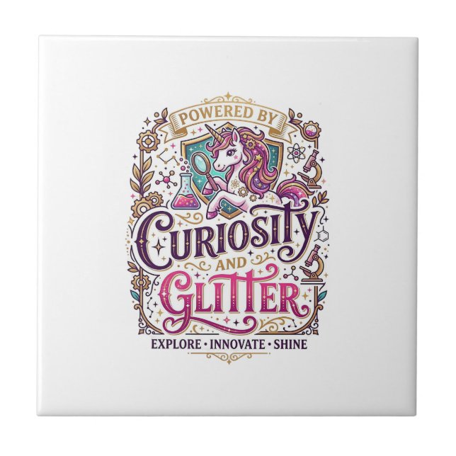 Carreau Licorne alimentée par la curiosité et pailletée St (Devant)