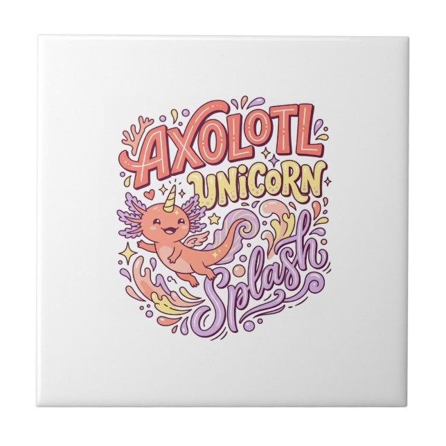 Carreau Licorne Axolotl Licorne Splash Fantaisiste Bac Bla (Devant)