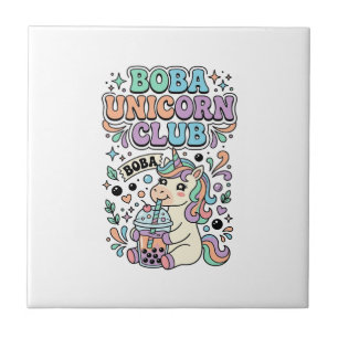 Carreau Licorne Boba Licorne Club Kawaii Typographie Desig
