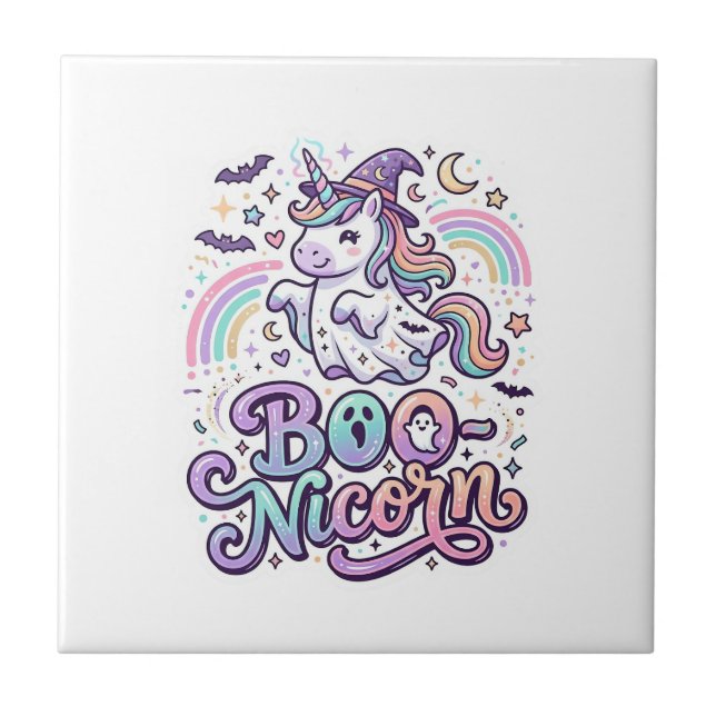Carreau Licorne Boo-licorne Vecteur Premium Conception Vec (Devant)
