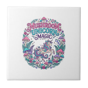 Carreau Licorne Champignon Licorne Magie Coloré POD Artwor