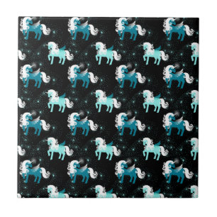 Carreau Licorne Cheval Univers Étoile Constellation Bleue