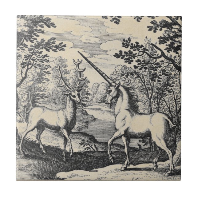 Carreau Licorne dans la forêt (Devant)