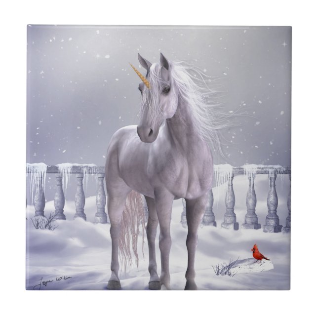 Carreau Licorne dans la neige (Devant)