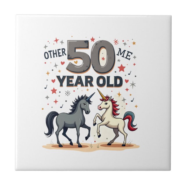 Carreau Licorne de cheval drôle de 50e anniversaire Graphi (Devant)