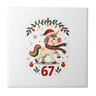 Carreau Licorne de Noël Vintage 6e Anniversaire Dabbing Fi