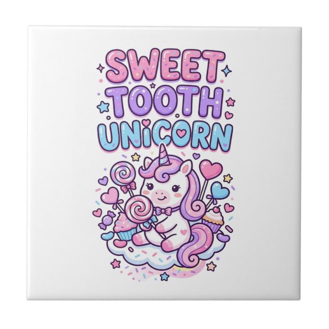 Carreau Licorne Douce Dent Licorne Mignonne Pastel Mignon  (Devant)